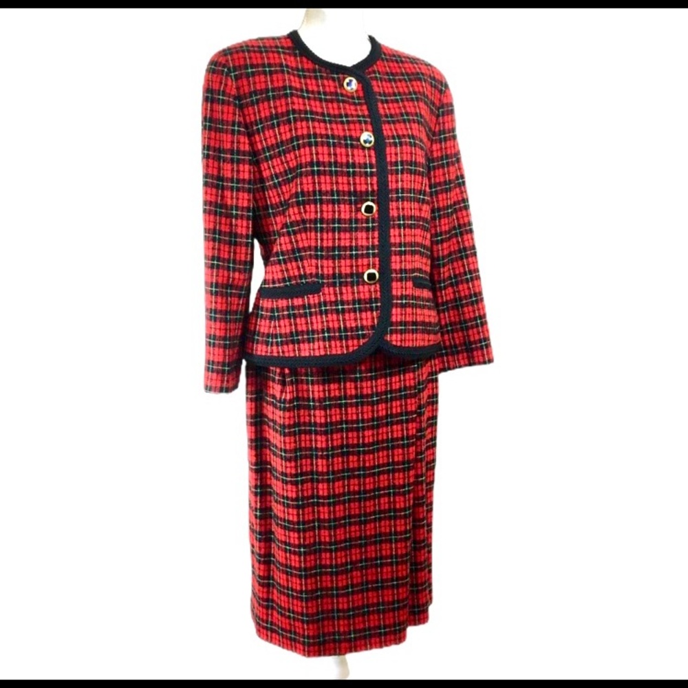 Vintage Pendleton Red Tartan Plaid Wool Skirt 12P
